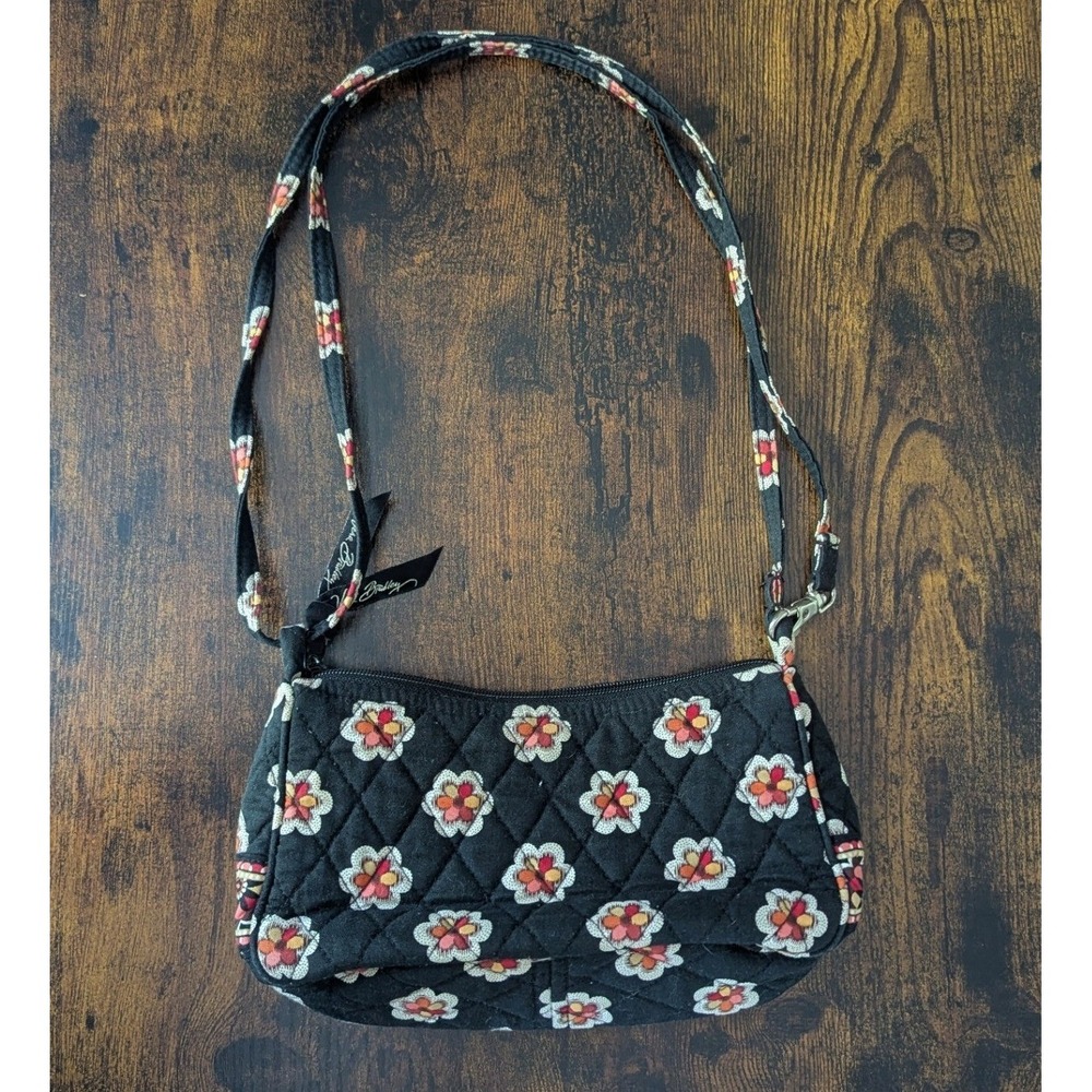 Vera Bradley Convertible Mini Bag Black Floral Poppy Fields Quilted Y2K Boho